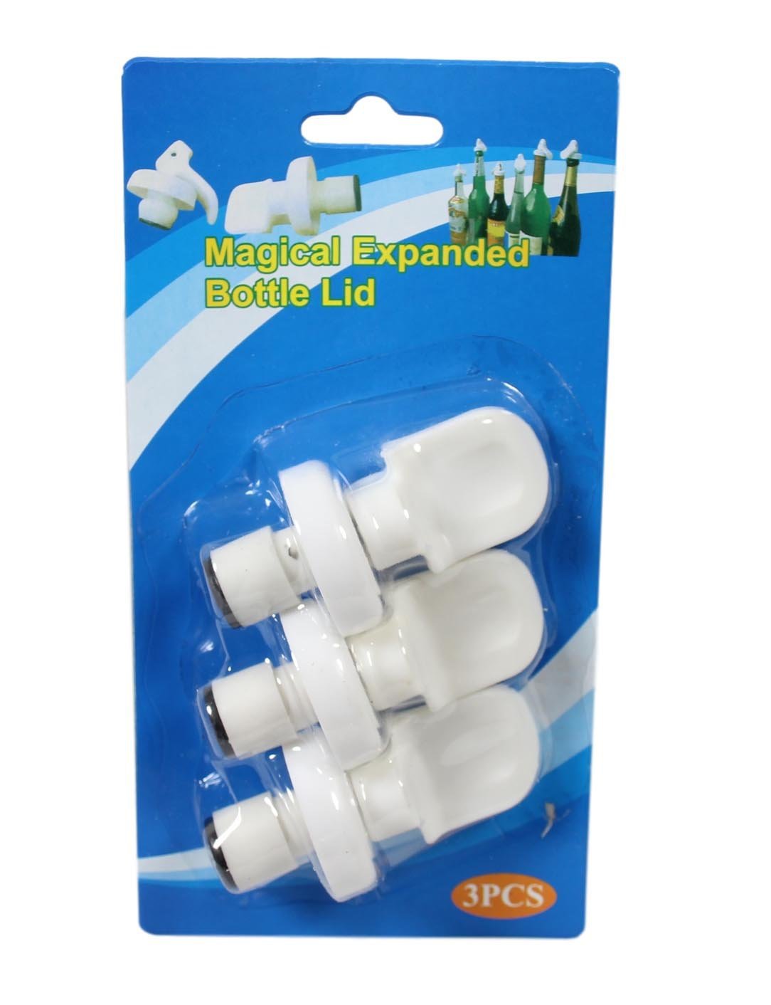 3 Pack Plastic Magical Expanded Bottle Liquid Stopper Lid White 7cm 5606 (Parcel Rate)