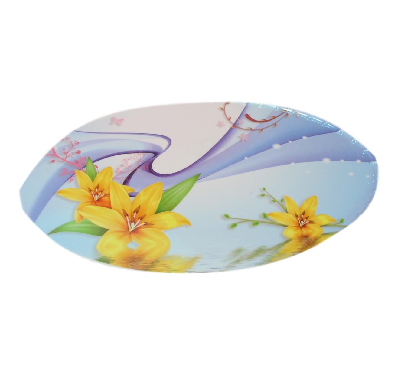 Large Plastic Serving Tray Yellow Floral Design With 2 Handle Grips 52cm x 38cm 5634 (Parcel Rate)