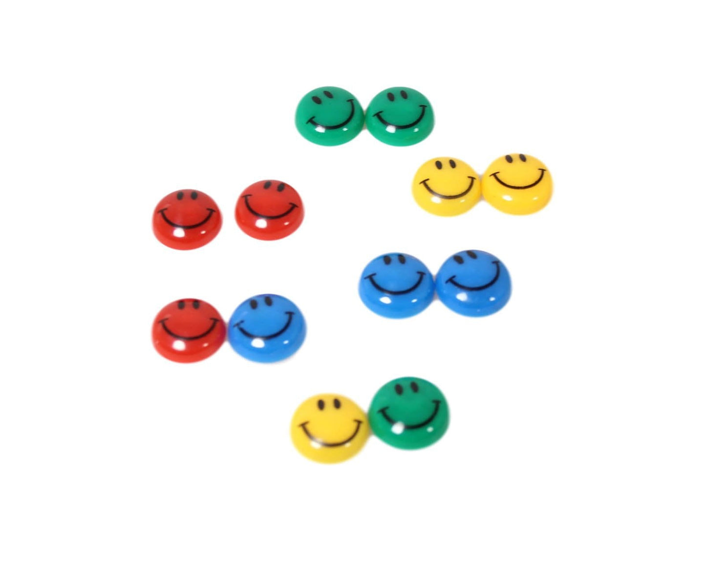 Round Fridge Magnets Smiley Face 20 mm Pack of 12 Assorted Colours 5721 (Parcel Rate)