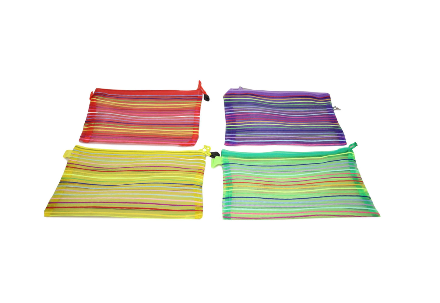 Striped Pencil Toiletry Bag with Zipper 29 x 22 cm Assorted Colours 5725 (Large Letter Rate)