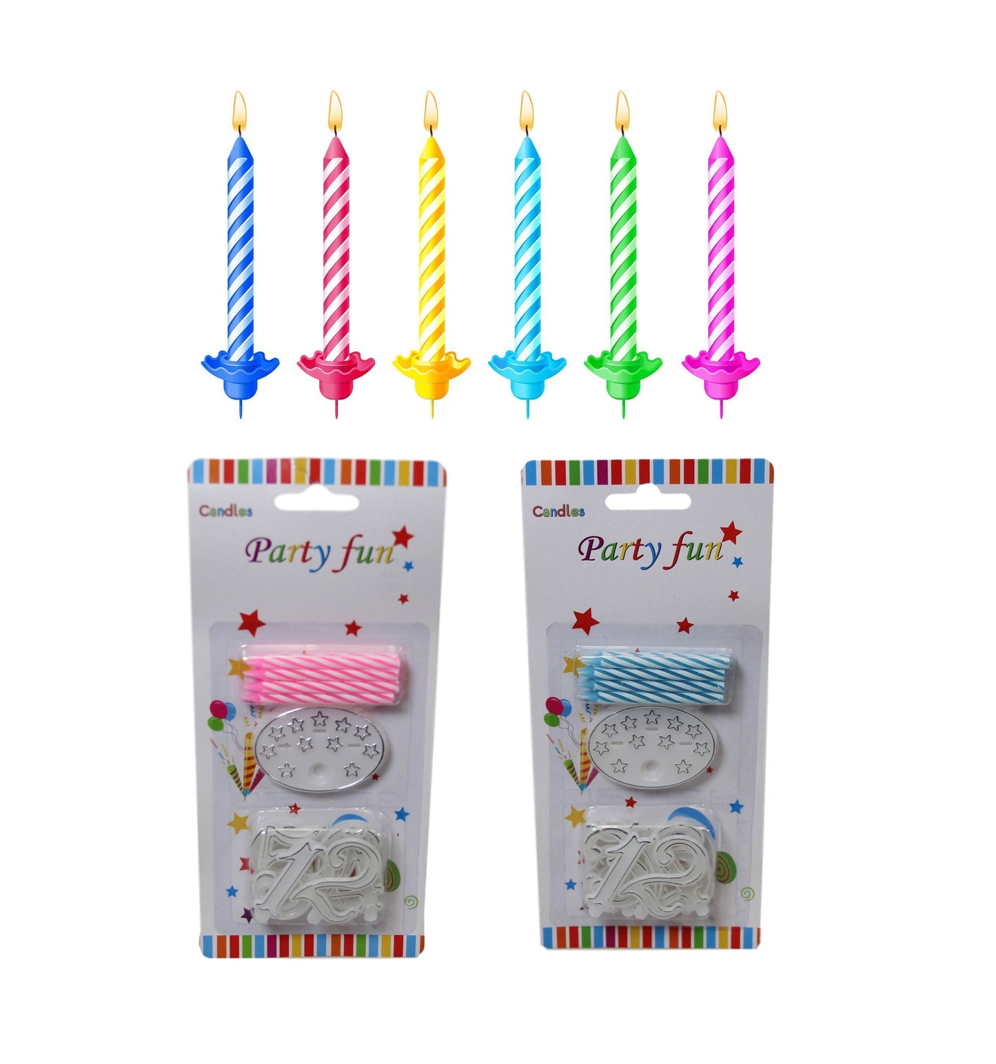 Birthday Candles With Numbers 1-10 Pack of 6 Assorted Colours 5798 (Large Letter Rate)