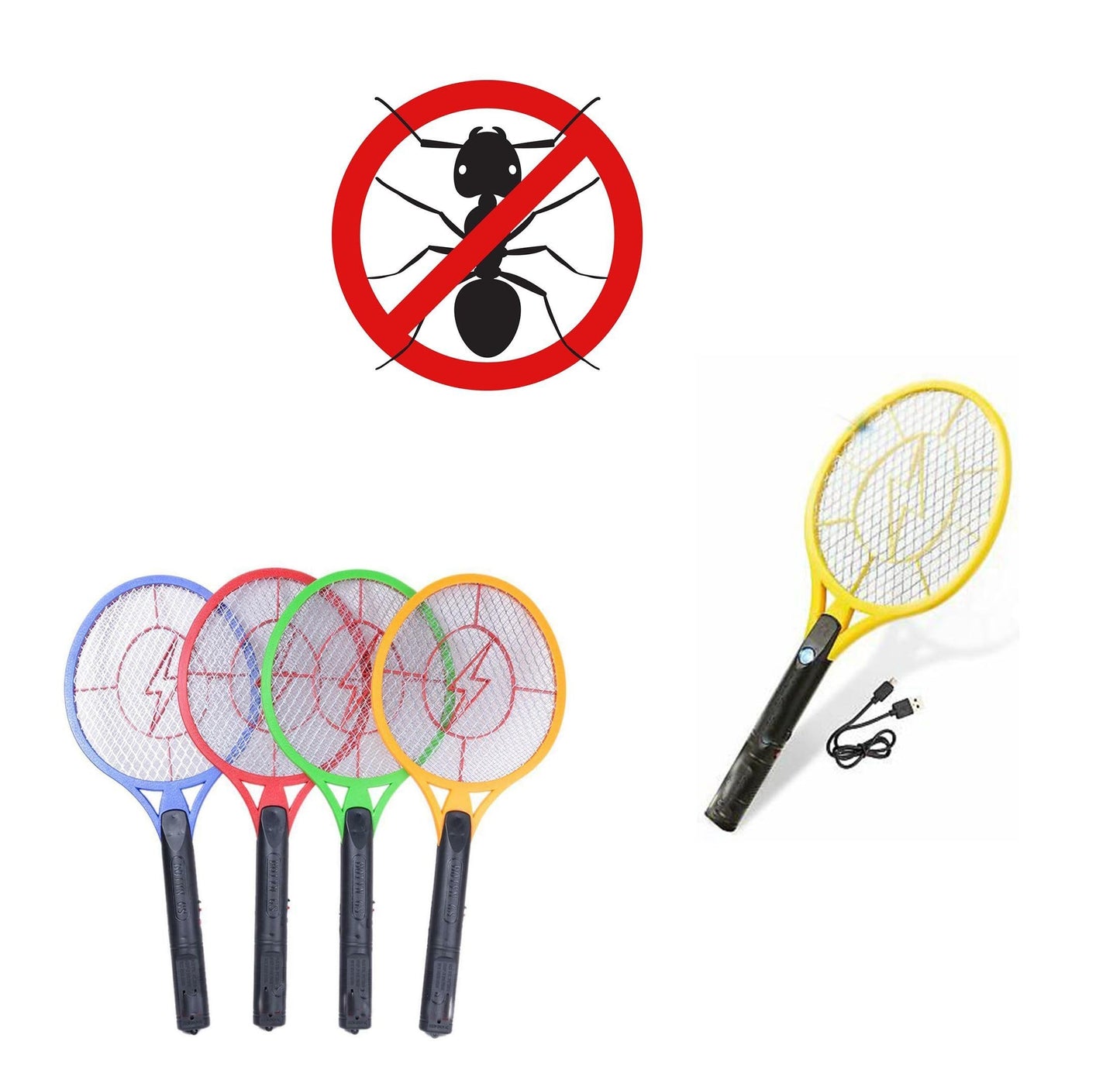 Insect Swatter Racket Bat Style USB Electric Insect Killer Racket Bat 50cm 5799 (Parcel Rate)