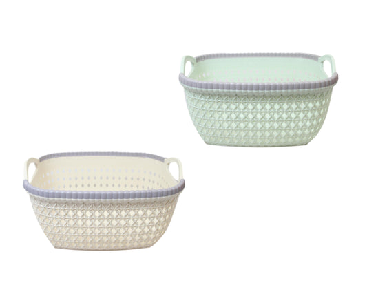 Plastic Rattan Style Kitchen Fruit and Veg Basket 2 Colours 26cm x 12cm 1 Pack ( x1) 5860 (Parcel Rate)