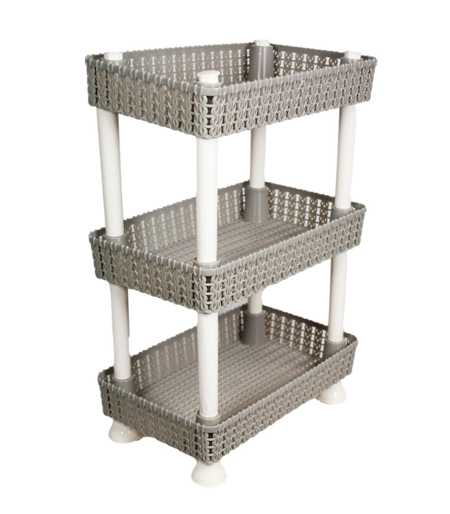 Plastic Rattan Storage Shelf Available In White And Grey Easy Assemble 25 x 33cm 5692 (Parcel Rate)