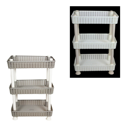 Plastic Rattan Storage Shelf Available In White And Grey Easy Assemble 25 x 33cm 5692 (Parcel Rate)