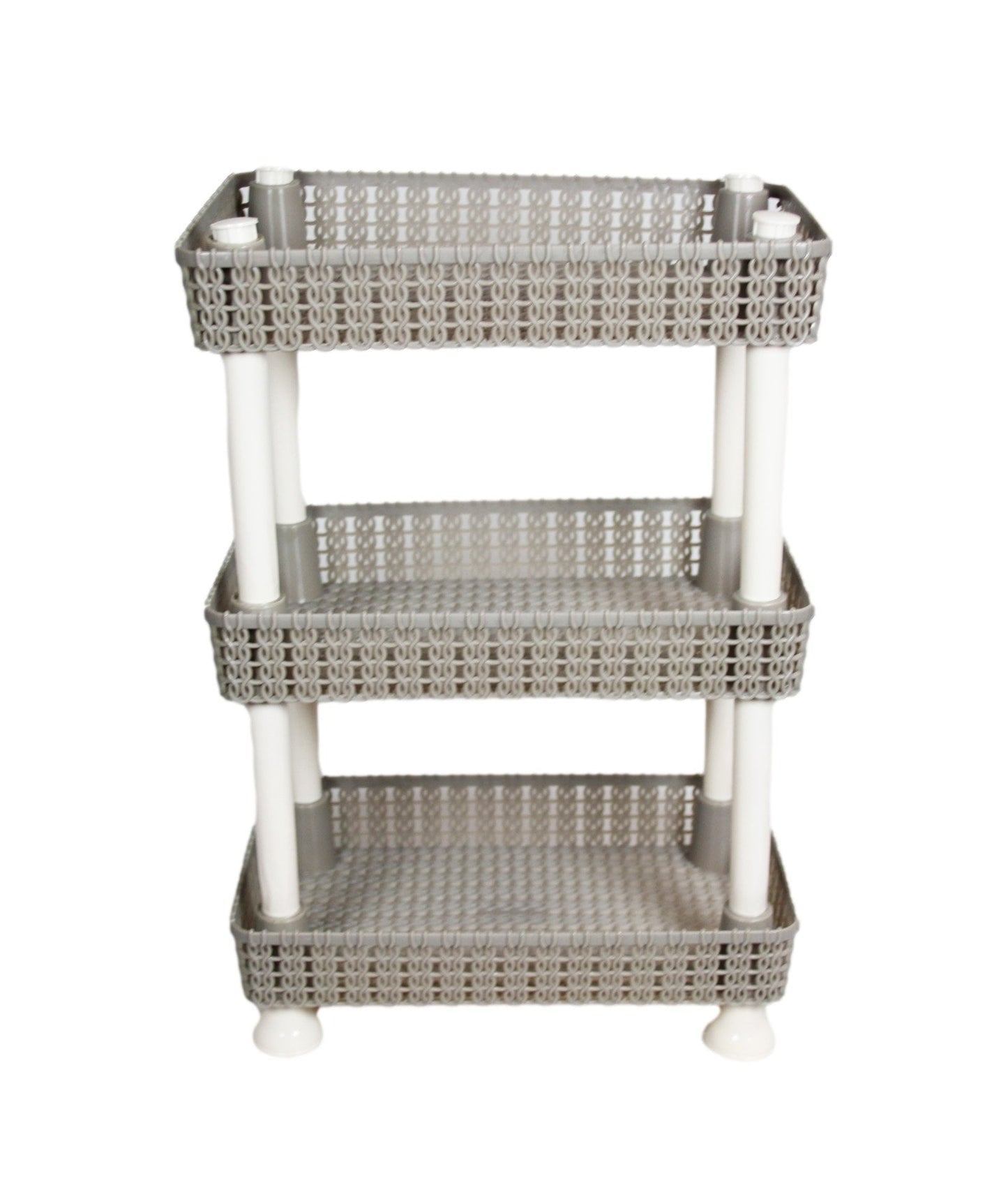 Plastic Rattan Storage Shelf Available In White And Grey Easy Assemble 25 x 33cm 5692 (Parcel Rate)