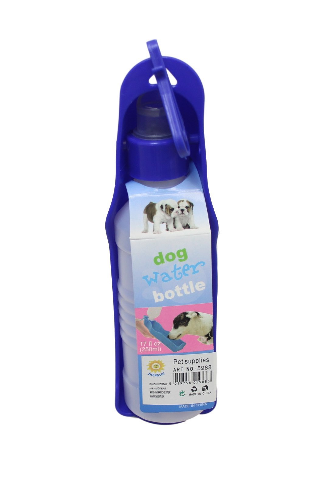 Pet Dog Plastic Travel Water Bottle 250ml Assorted Colours 5988 (Parcel Rate)