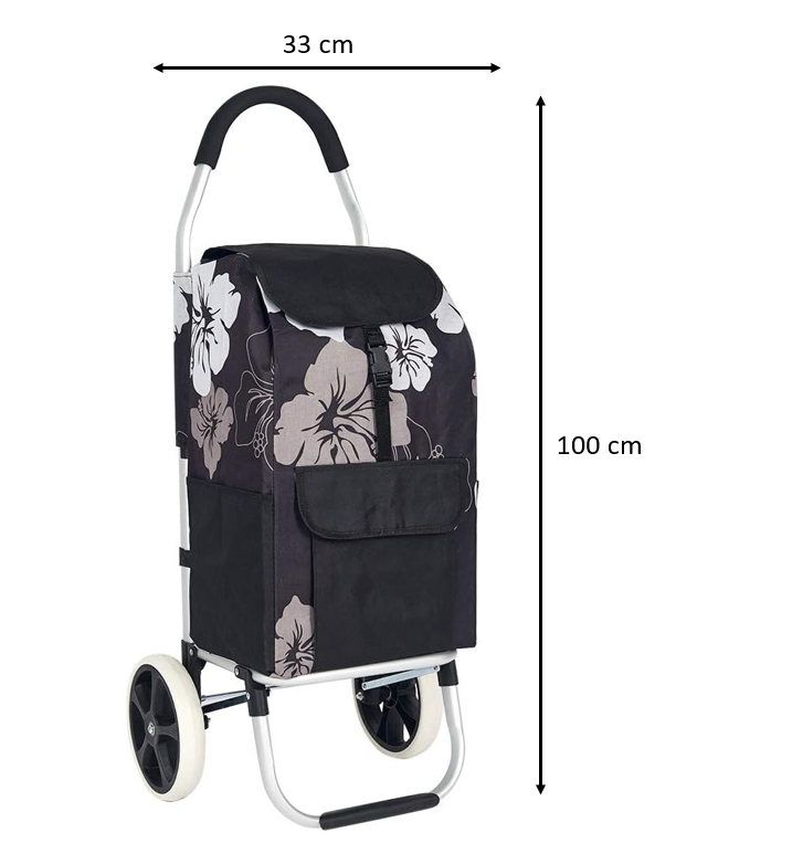 Shopping Trolley with Foam Grip Handle 2 Wheels 100 x 33 x 26 cm Assorted Designs 5992 (Big Parcel Rate)