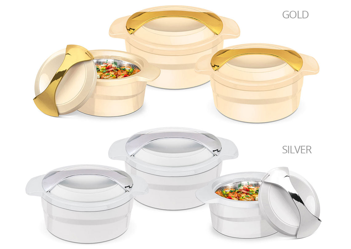 Zest Insulated Casserole Set 3pcs 1.0 - 1.5 - 2.5 Litre Assorted Colours 4890 (Big Parcel Rate)