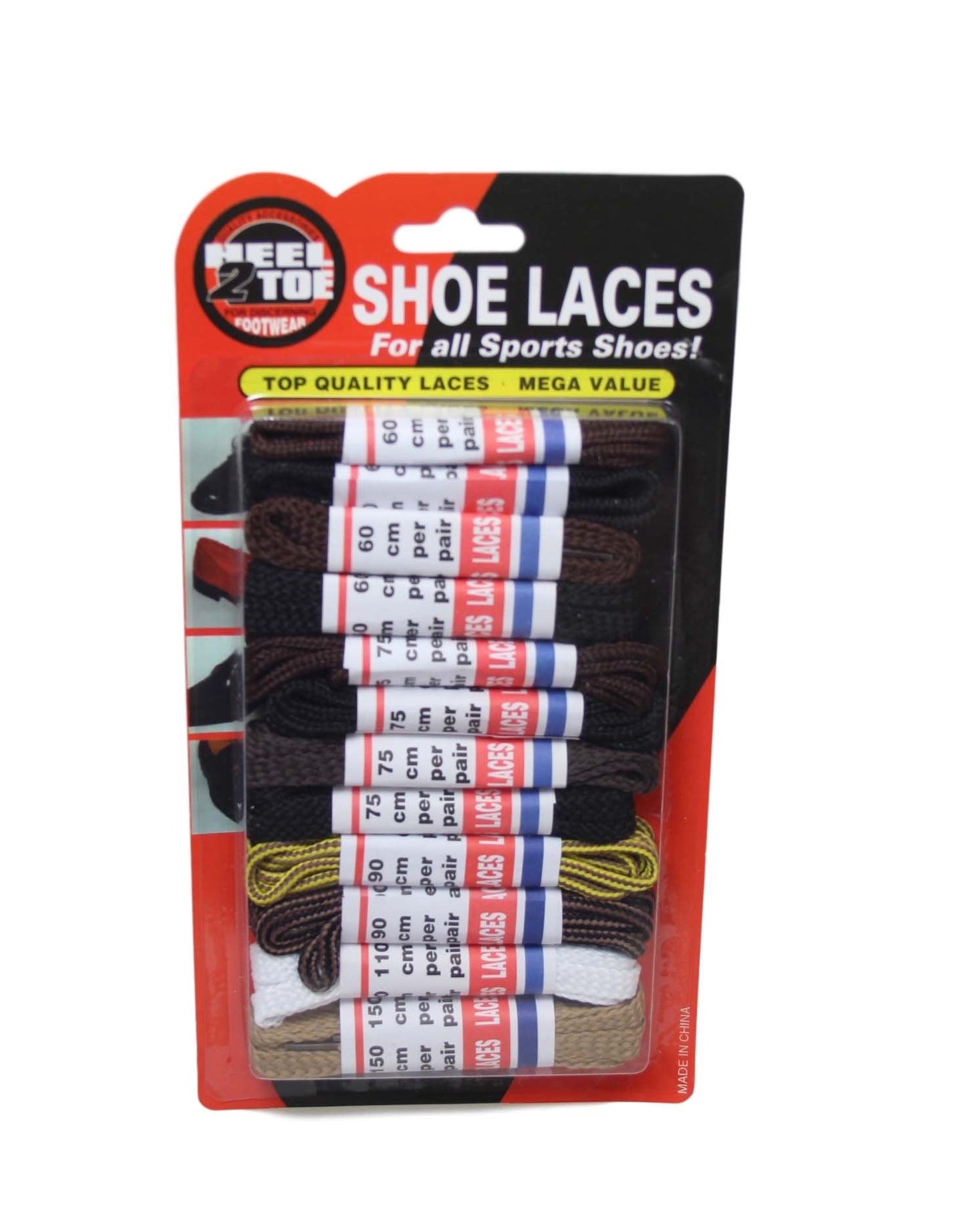 Top Quality Assorted Colour Shoe Laces Fits All Shoes Various Lengths 12 Pack 6019 (Large Letter Rate)