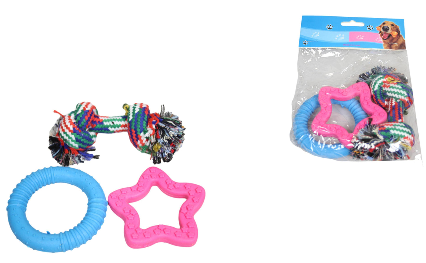 Assorted pet Dog Toys Pack of 3 6041  (Parcel Rate)