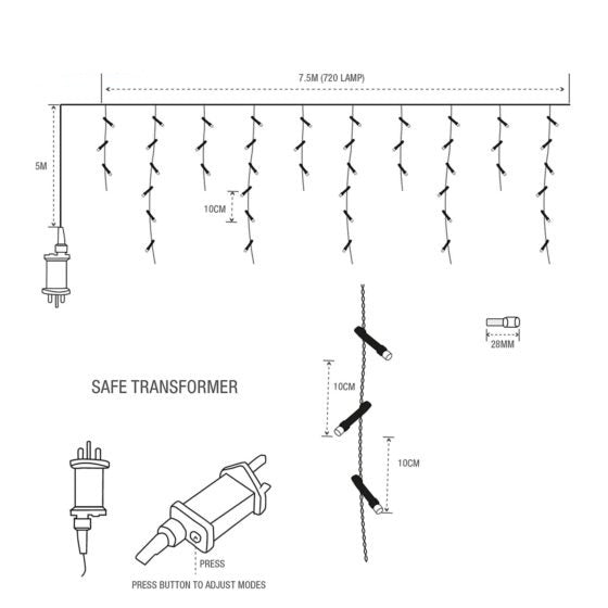 720LED Brilliant Ice White Icicle Lights 6045 (Parcel Rate)