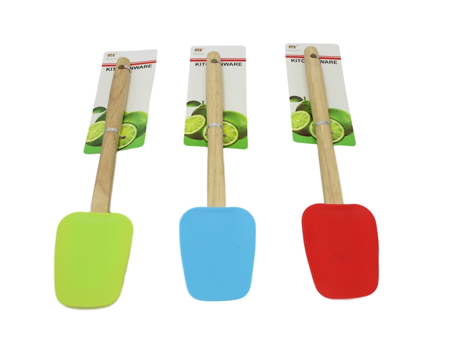 Kitchen Silicone Spatula Wooden Handle 30 cm Assorted Colours 6067 A (Large Letter Rate)