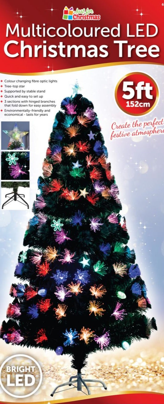 Artificial Christmas Green Tree 5ft with Multicolour LED Lights 6108 (Big Parcel Rate)