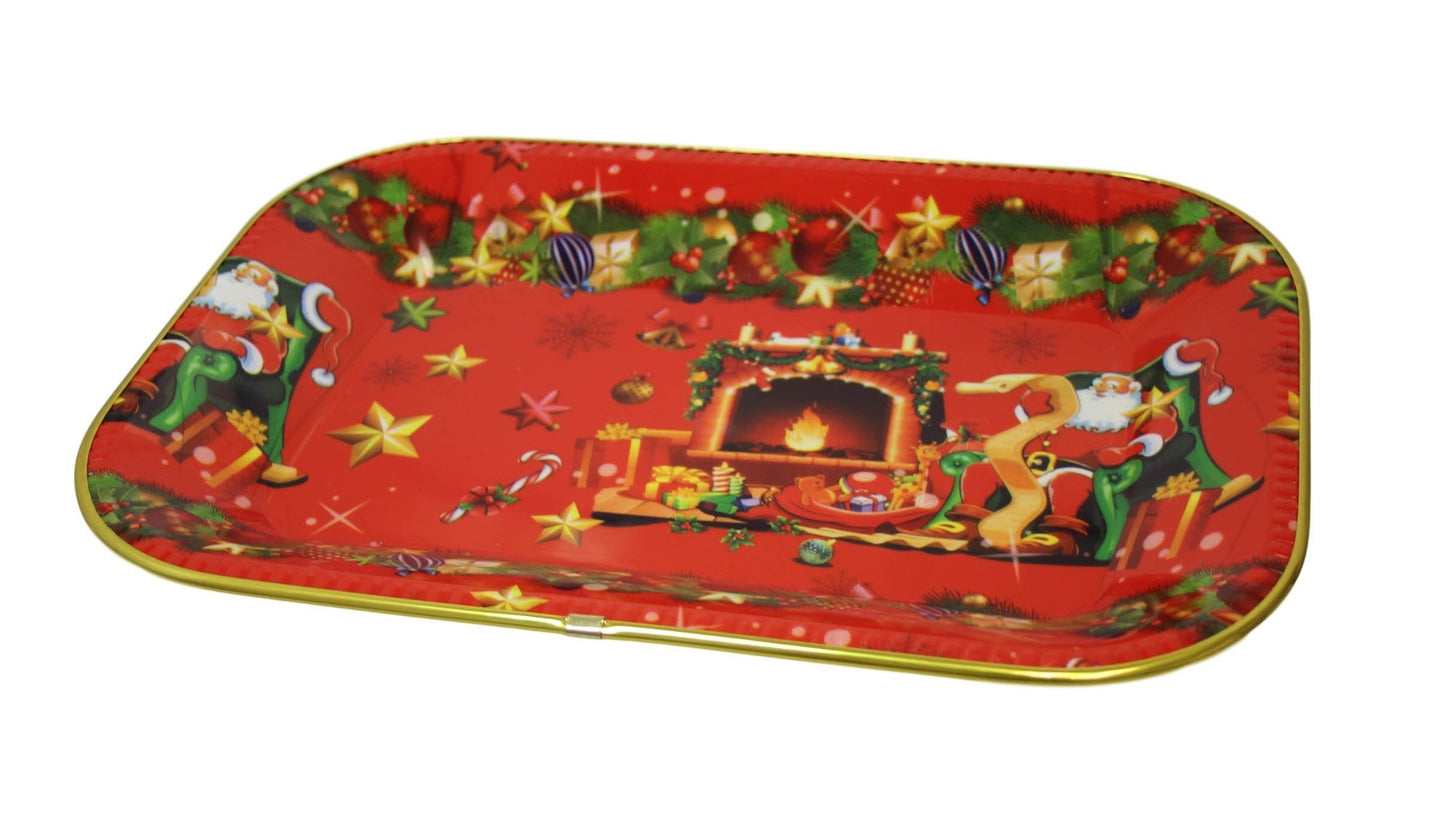 Plastic Christmas Party Serving Tray Printed Design 43 x 30 cm Assorted Designs 6117 A  (Parcel Rate)