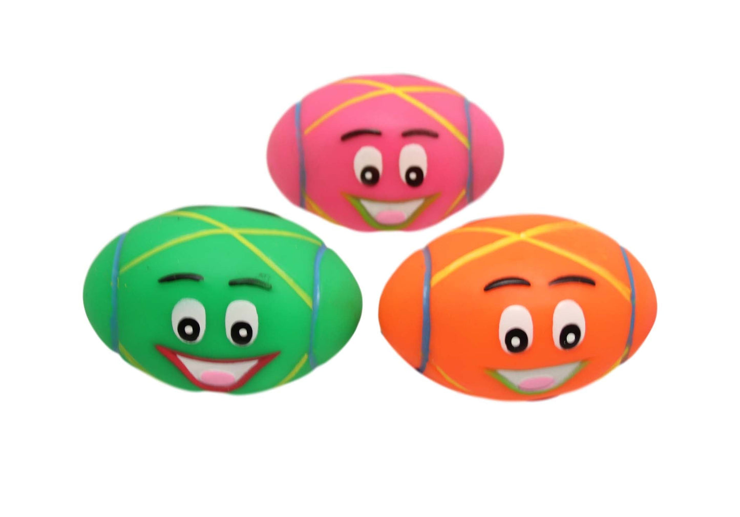 Pet Dog Toy Squeaky Rugby Ball 6 cm Assorted Colours 6545 (parcel rate)