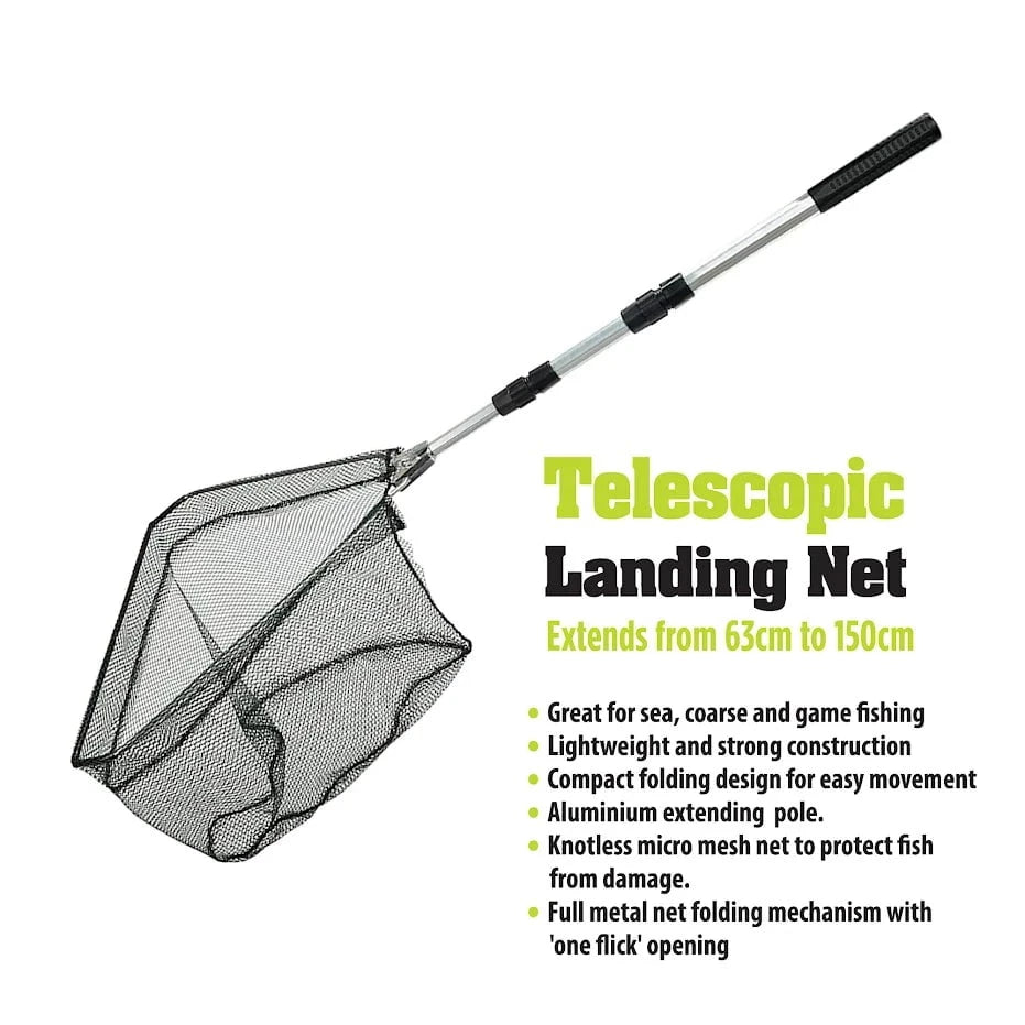 Telescopic Fishing Landing Net Extends From 63cm To 150cm 66021 (Parcel Rate)