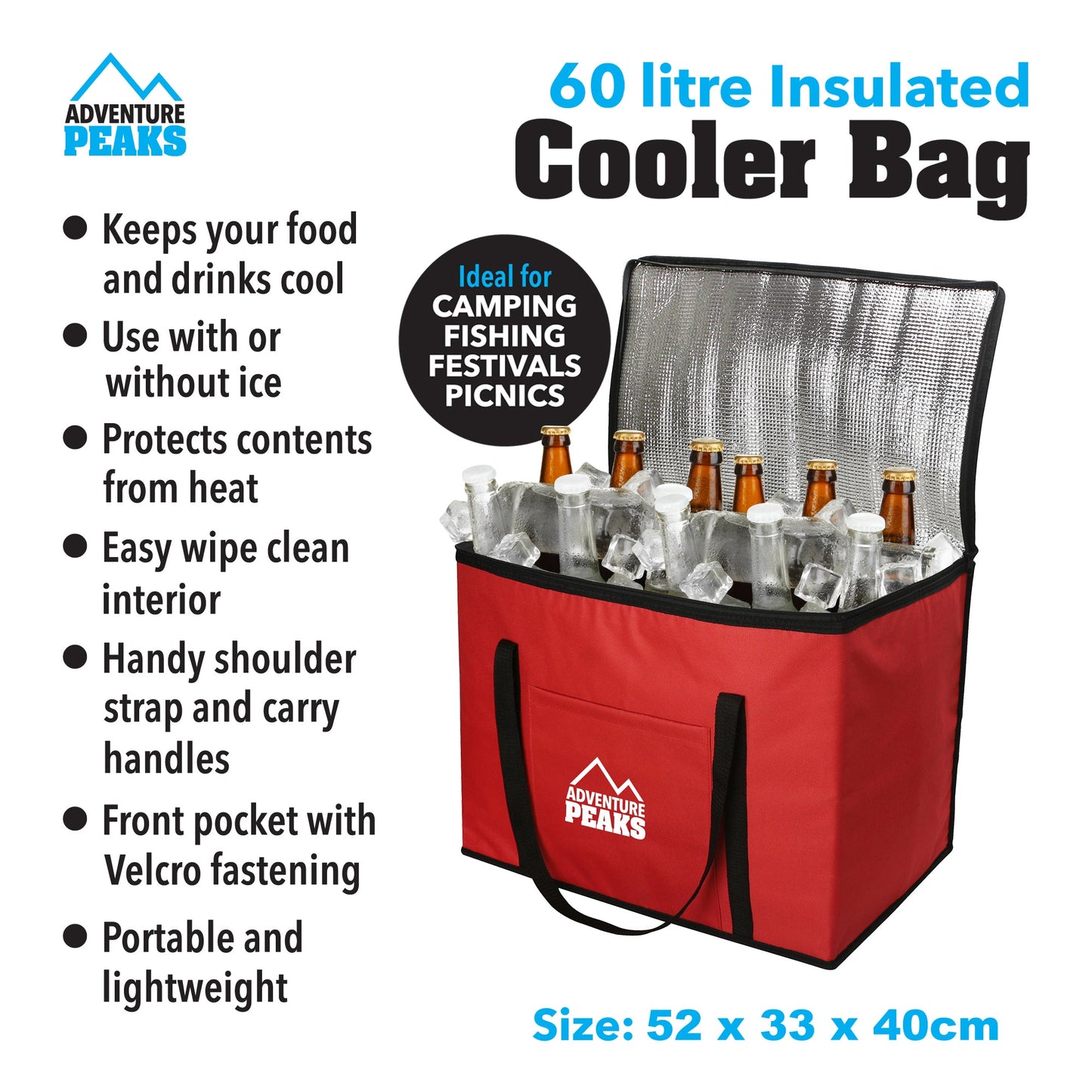 Cooler Bag 60L 52 x 33 x 40 cm Red 6632 (Parcel Rate)