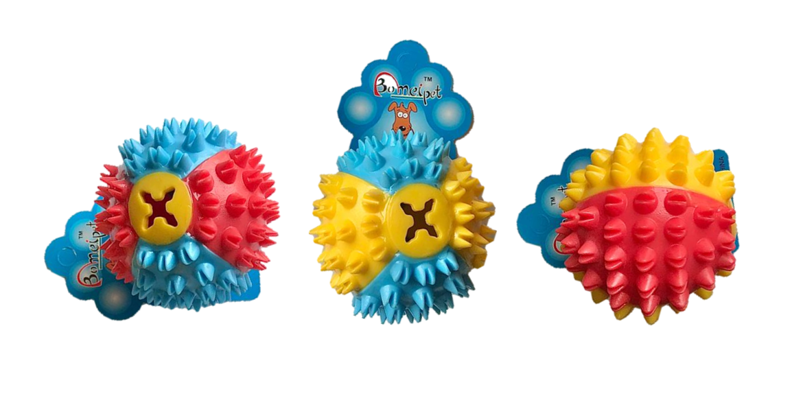 Spikey Dog Toy Treat Ball 7 cm Assorted Colours 6721 (Parcel Rate)