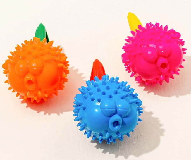 Dog Toy Ball Squeaky Puffer Fish 8.5 cm Assorted Colours 6725 (Parcel Rate)