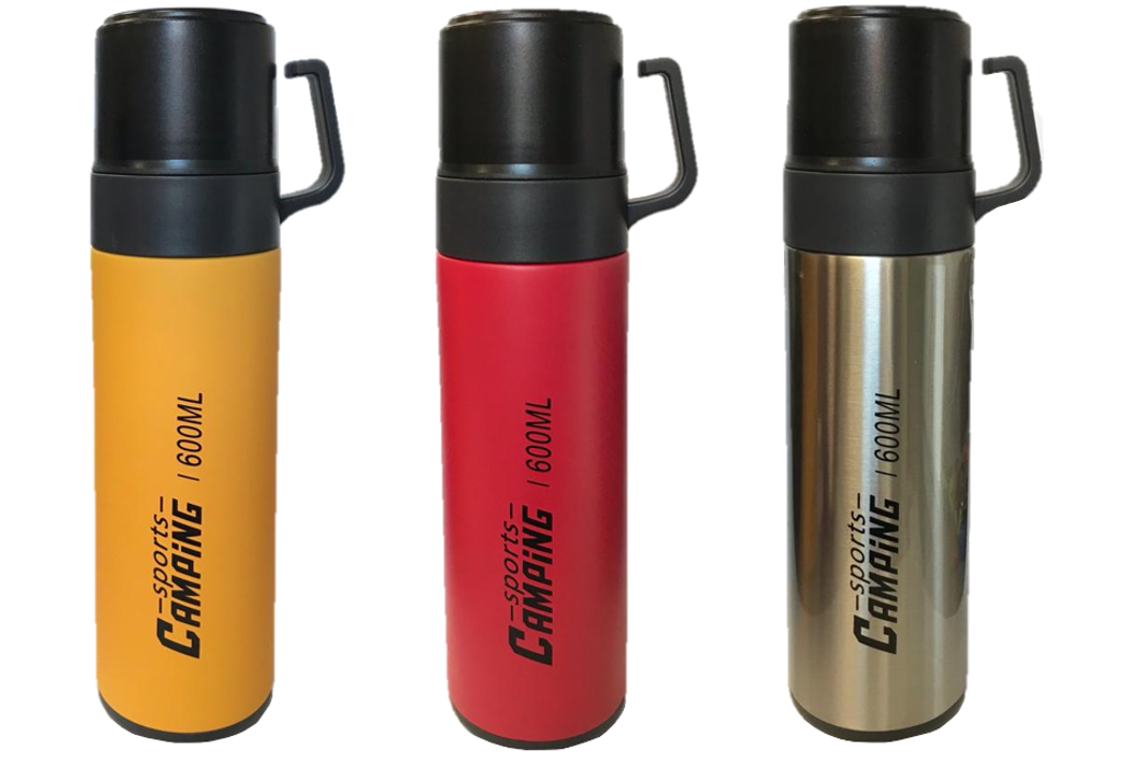 Stainless Steel Thermos Travel Flask Bottle 600ml Assorted Colours 7392 (Parcel Rate)