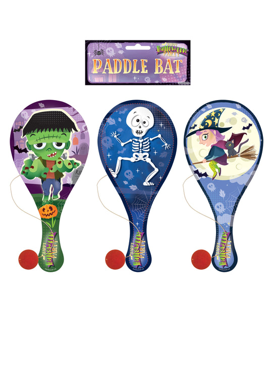 Halloween Wooden Paddle Bat and Ball Games (22cm) 3 Assorted Designs V41181 (Parcel Rate)