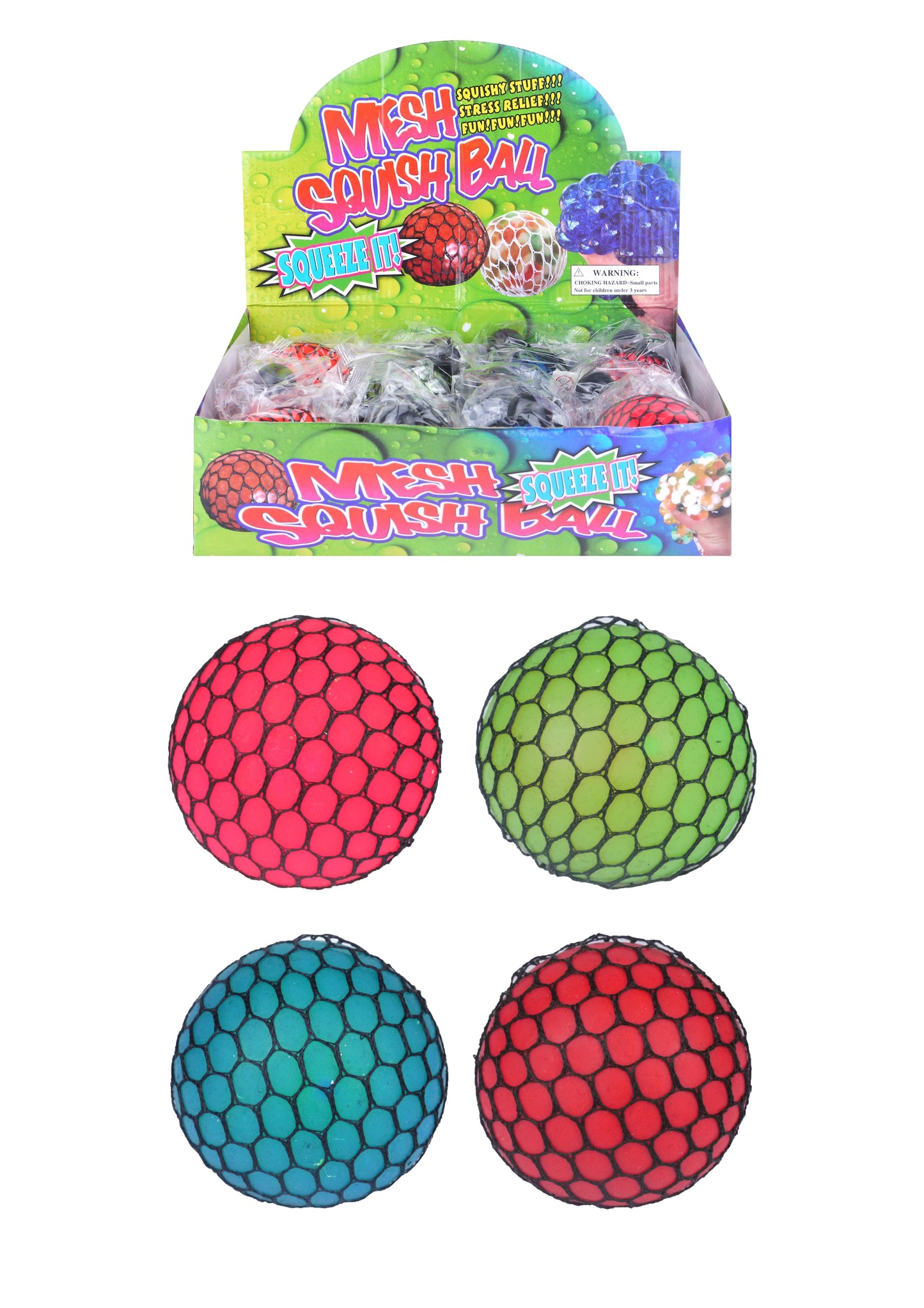 Squish & Squash Squidgy Brightly Coloured Mesh Ball 7 cm Assorted Colours N51403 (Parcel Rate)