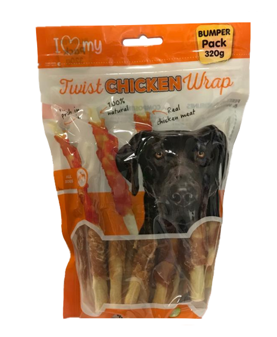 Pet Dog Treats Twist Chicken Wraps 320g 77121 (Parcel Rate)