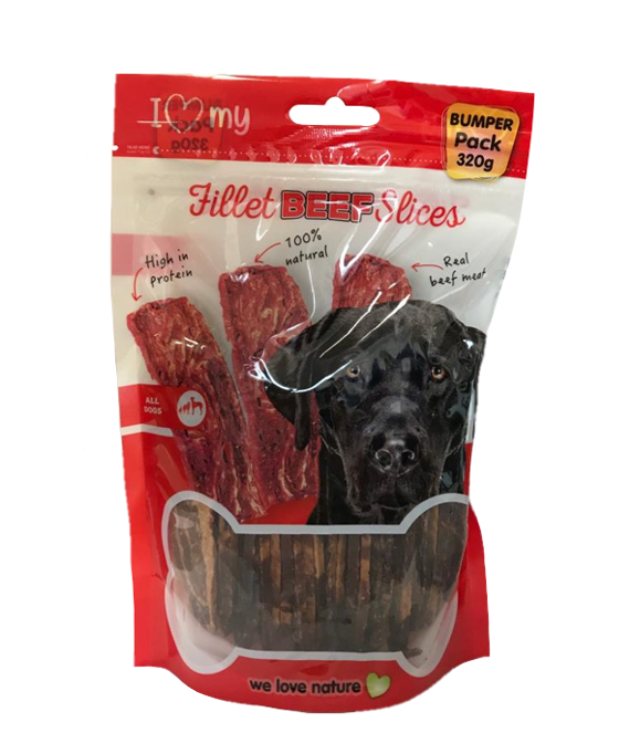 Pet Dog Treats Beef Fillet Slices 320g 77145 (Parcel Rate)