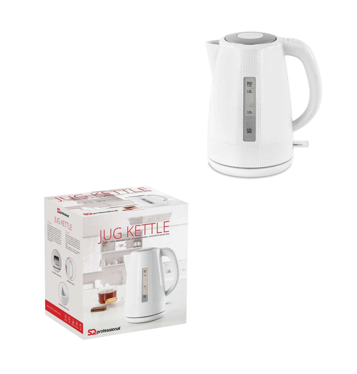 SQ Blitz Electric Kettle White 1.7 Litre 9169 (Parcel Rate)