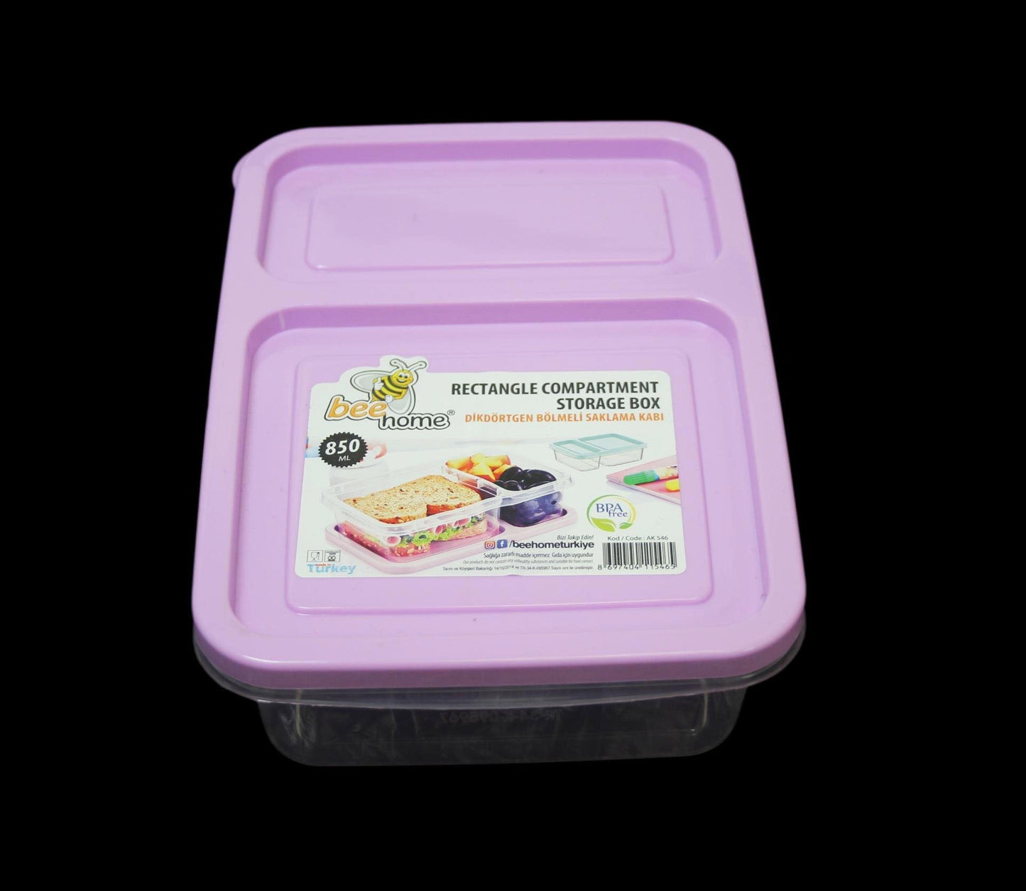 Plastic Storage Divider Container Compartment Food Box 850ml 18 x 6cm AK546 (Parcel Rate)