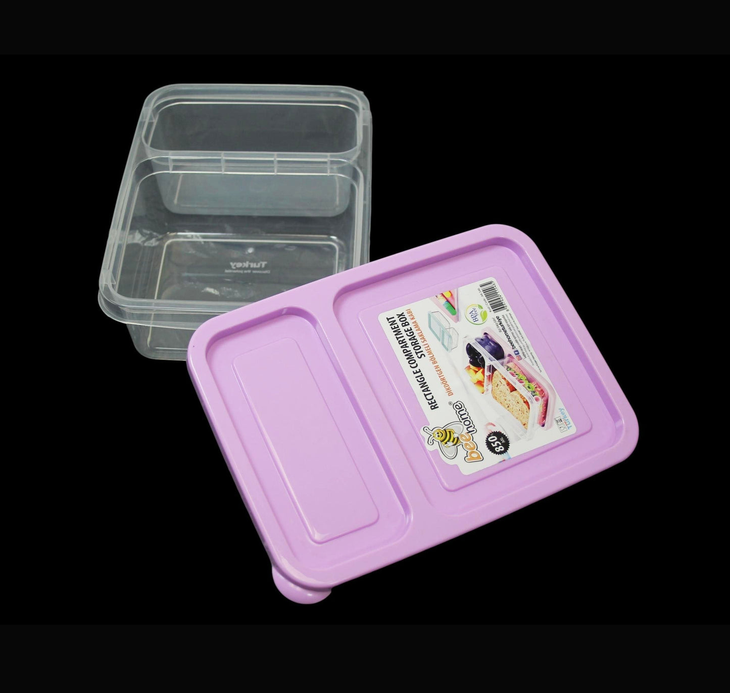 Plastic Storage Divider Container Compartment Food Box 850ml 18 x 6cm AK546 (Parcel Rate)