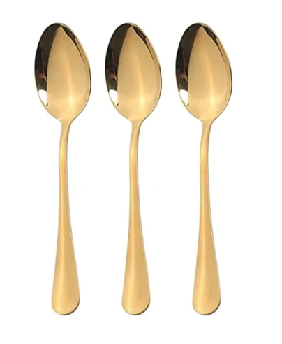 Gold Coloured Metal Spoons Pack of 3 20 cm 7028 A (Parcel Rate)