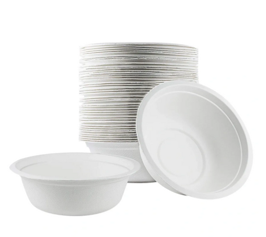 Disposable Compostable Eco-Bio Bagasse Sugarcane Bowls 6oz Pack of 10 EC1239 (Parcel Rate)