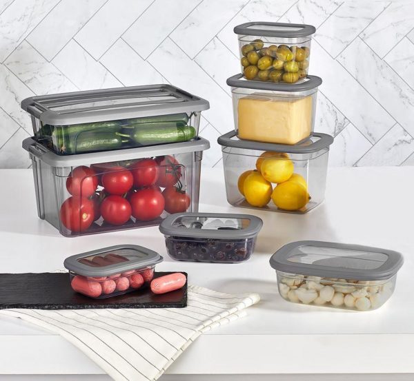 Poli Plastic Food Storage Container Box Grey 1.3 Litre 16 x 10 cm BNM0070 (Parcel Rate)