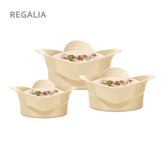 SQ Professional Regalia Insulated Casserole Set of 3 Beige 5000-8000-10000ml 6552 (Big Parcel Rate)