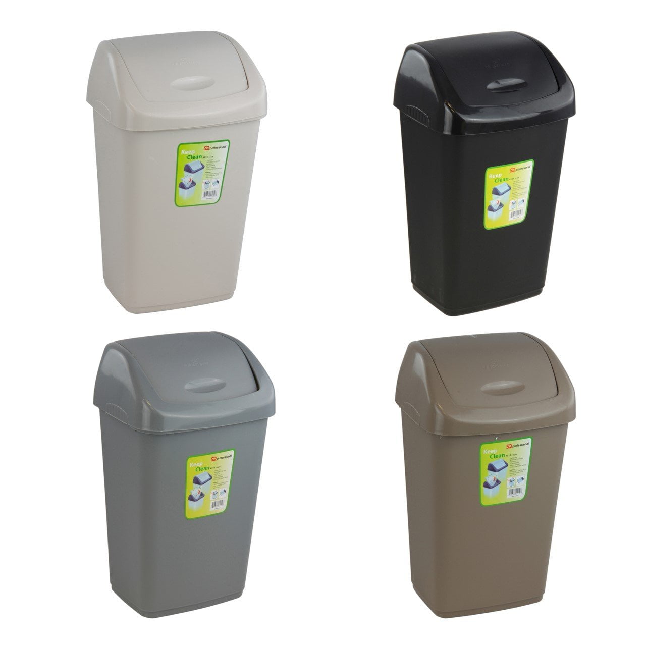 SQ Professional Plastic Swing Bin 50 Litre W 40cm x D 31cm x H 64.5cm Assorted Colours 7560 (Big Parcel Rate)