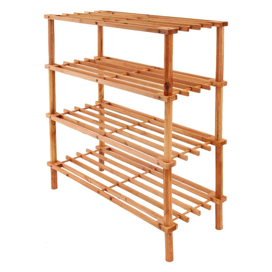 4 Tier Shoe Storage Rack WALNUT Indoor Lounge Bedroom Shoe Rack 8784 (Big Parcel Rate)