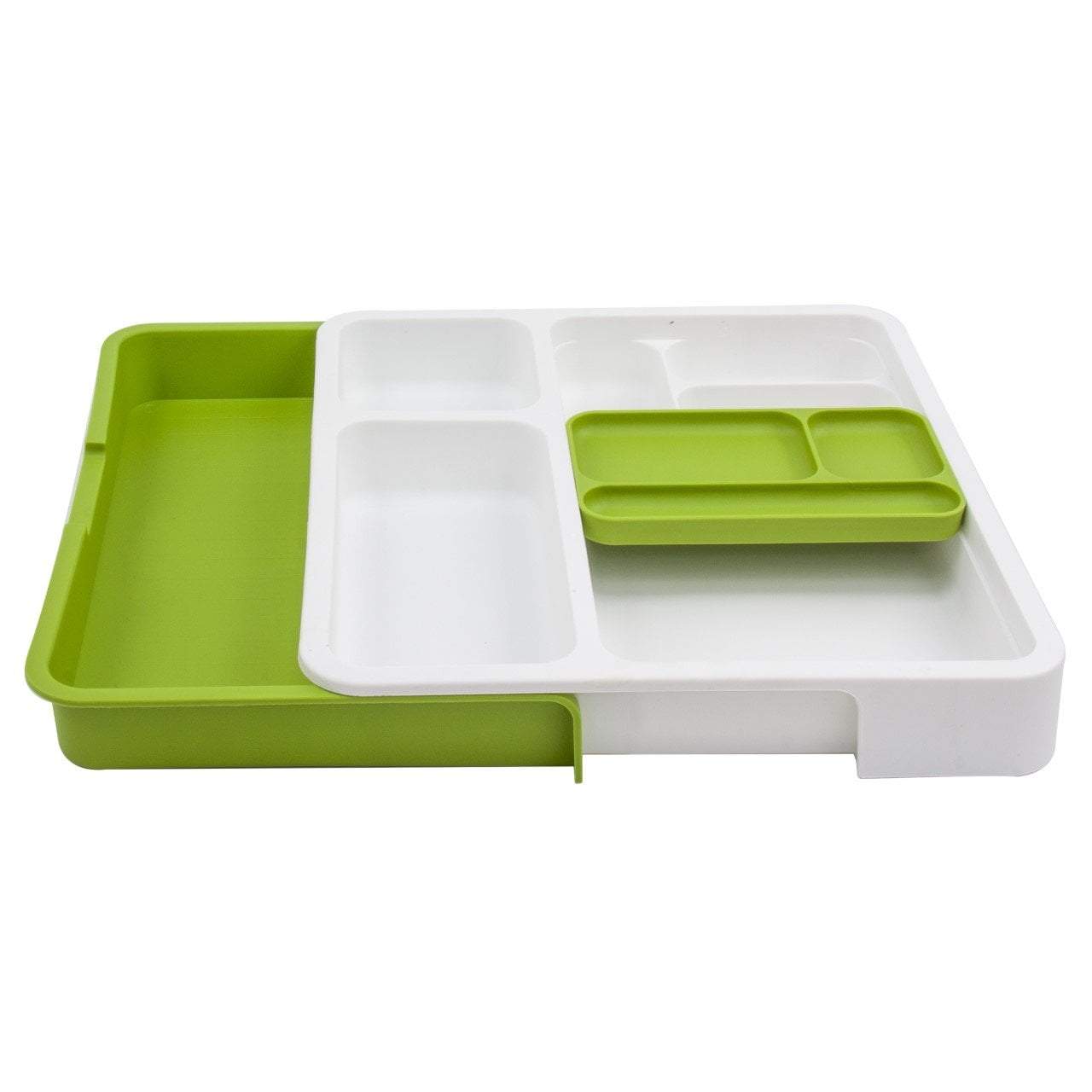 Expandable Drawer Storage Divider Organiser White Green 8909 (Parcel Rate)