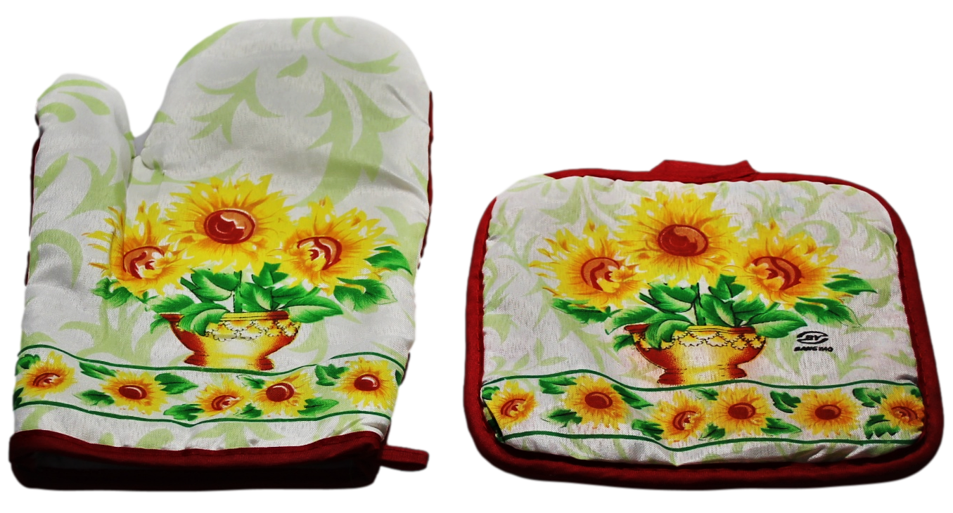 Oven Glove and Potholder 14 x 24 cm Assorted Designs 00318 (Parcel Rate)