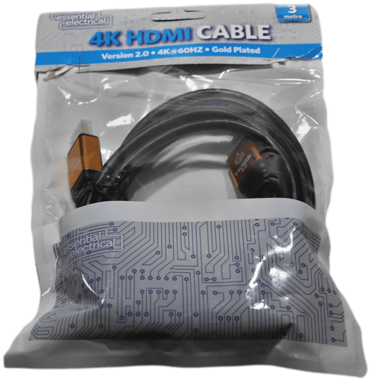 HDMI Cable 3 Metre  Length 4K DIY Electrical Fittings Gold Plated 1383 (Parcel Rate)