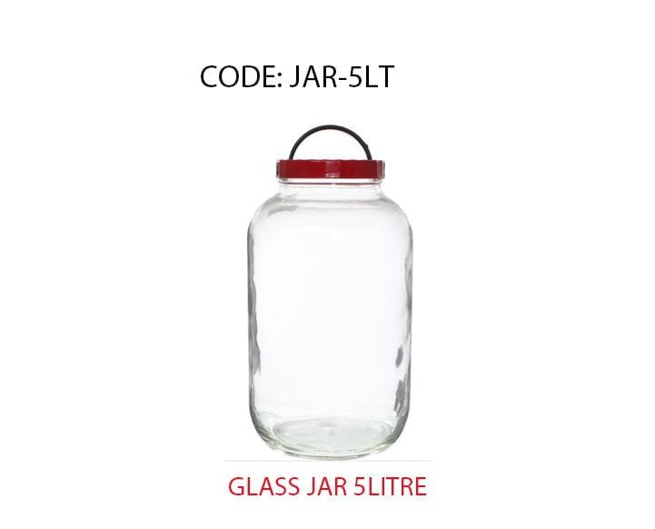 Plain Glass Food Cereal Oats Storage Jar with Plastic Lid 5 Litre J5 (Parcel Rate)