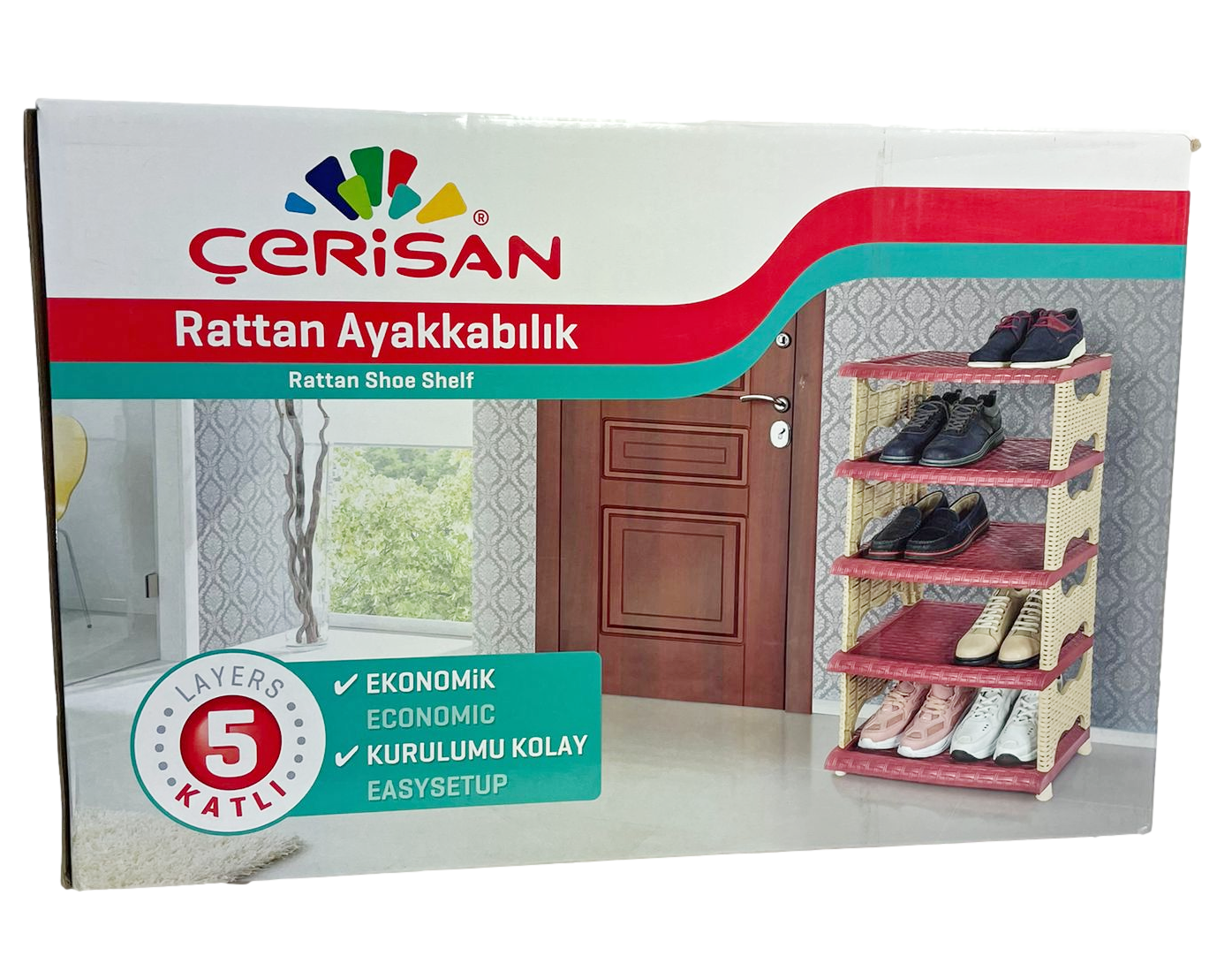 Rattan Eco Plastic Shoe Storage Rack 5 Tier K0756 (Big Parcel Rate)