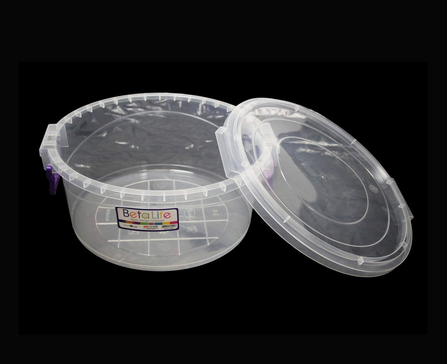 Clear Plastic Round Storage Box Container Food Cereal 3.4 Litre 24cm x 10cm KB017 (Parcel Rate)