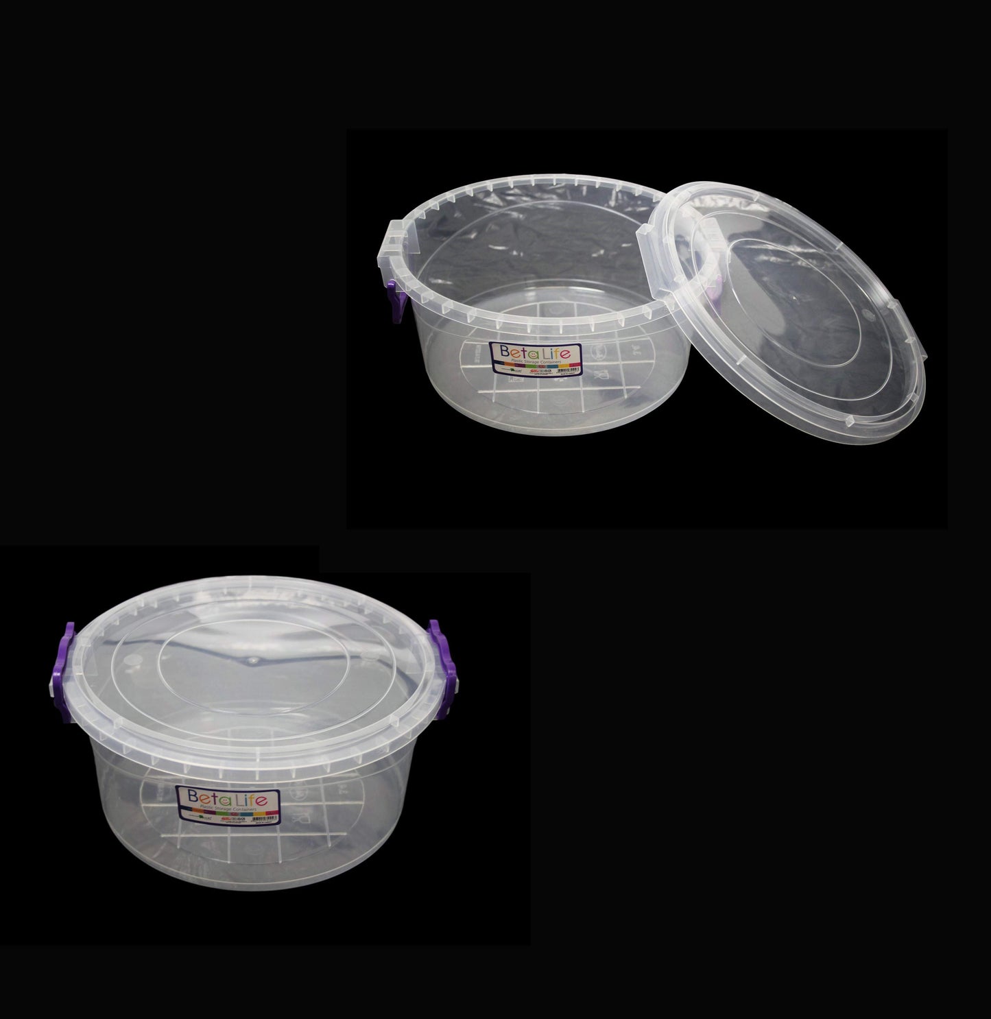 Clear Plastic Round Storage Box Container Food Cereal 3.4 Litre 24cm x 10cm KB017 (Parcel Rate)