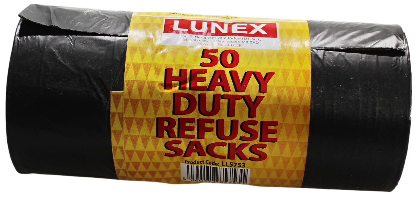 Black Heavy Duty Refuse Sacks Roll of 50 LL5753 A (Parcel Rate)