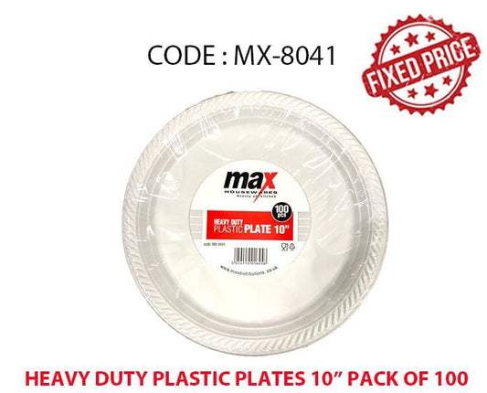 Plastic Plates 10" Pack of 100 White MX8041 (Parcel Rate)