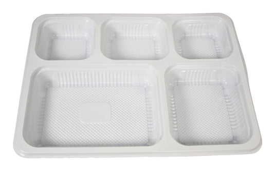 Disposable Plastic 5 Section Tray Ideal for Wedding And Special Occasions 30cm x 23cm 25 Pack SK-1290 (Parcel Rate)