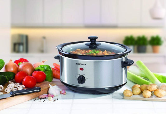 1.5 Litre Slow Cooker Removable Ceramic Pot Bowl Glass Lid Stainless Steel SDA1175  GE A (Parcel Rate)p