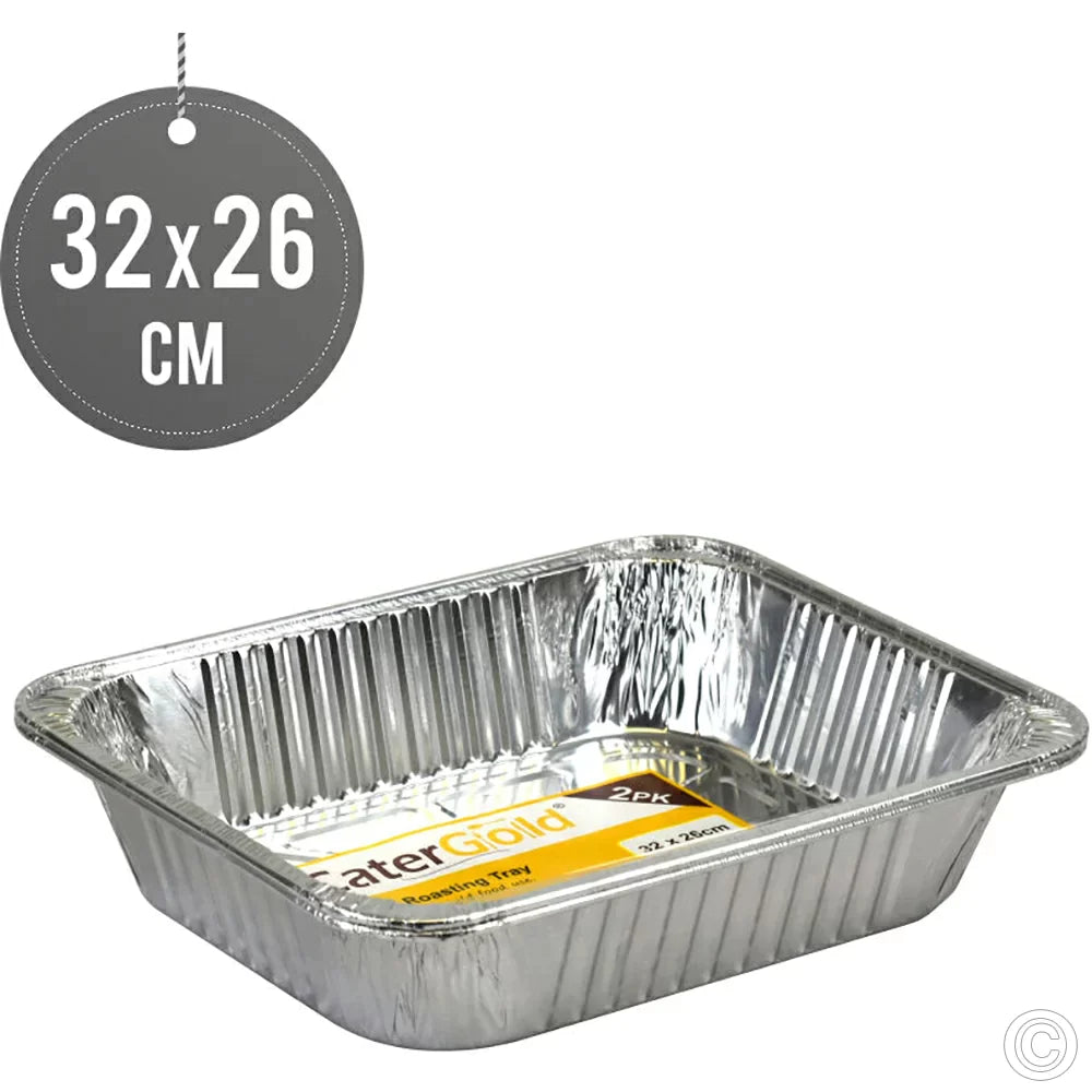 Aluminium Foil Roasting Tray 32 x 26 x 6.2 cm Pack of 2 ST1933 (Parcel Rate)